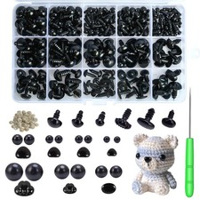 Safety Eyes and Noses, 462Pcs Black Plastic Stuffed Crochet Eyes with Washers...