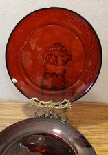 4 Cristal D’Arques Antique Ruby Red Glass 10” Dinner Plates