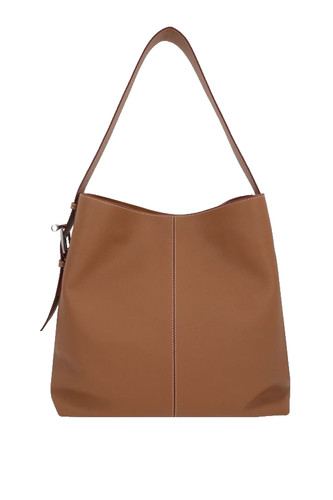 ALEXANDER MCQUEEN Sling T-Bar Brown Grainy Leather Shoulder Bag New & Authentic