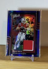 DRAKE MAYE 2025 DONRUSS OPTIC THREADS BLUE HYPER PATCH – NEW ENGLAND PATRIOTS