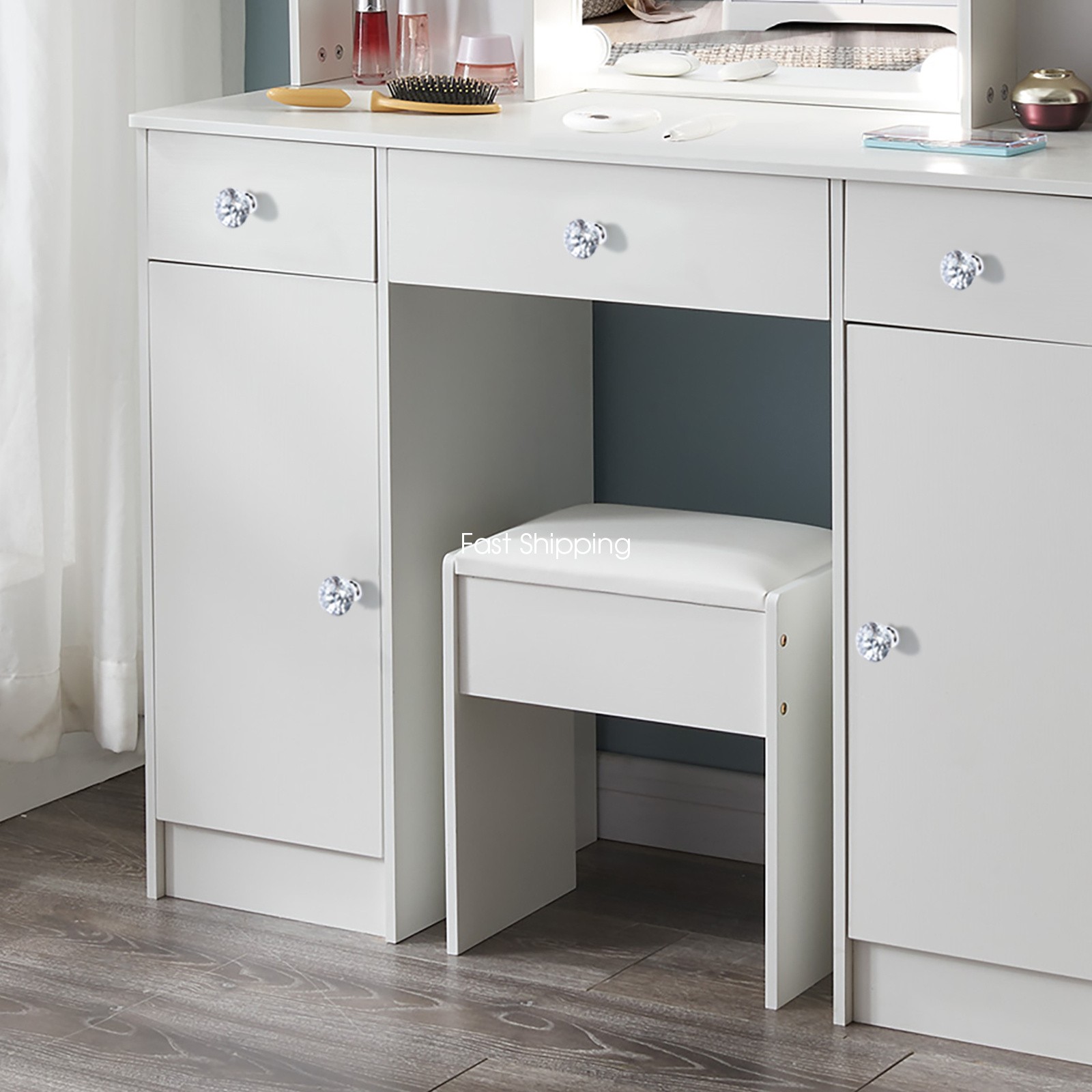 Vanity Set Makeup Large LED Lighted Mirror Dressing Table Dresser Desk w/ Drawer