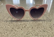 Heart Shape Barbie Pink Frame Purple Gradient Lens Cat Eye Fashion Sunglasses