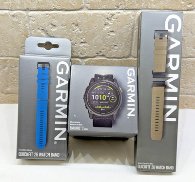 Garmin Enduro 3 Sapphire Solar GPS Smartwatch (Carbon Gray DLC Titanium) 2 Bands