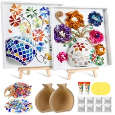 2 Sets DIY Vase Mosaic Painting Kit DIY Mosaic Arts and Craft Kits Tiles Craf...
