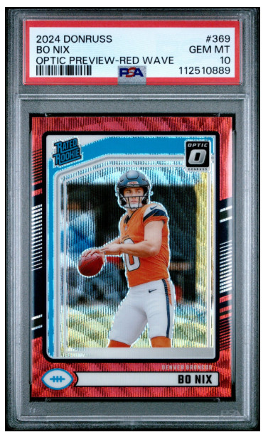 Bo Nix Panini Donruss #369 Optic Preview-Red Wave