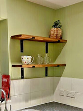 Scaffale Galleggiante Scaffale a Parete in Legno Massello Spessore 3,4 cm con 2 Staffe