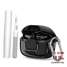 for JBL Tune Buds 2 Case Cover with Carabiner Cleaning Pen Kit,Double Black