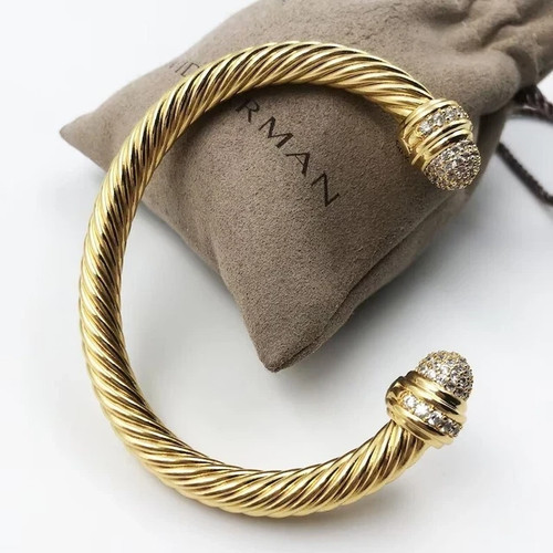 David Yurman 7mm Cable Cuff w/ 18K Gold bracele with Diamonds