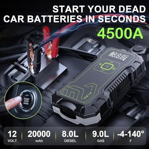 Car Jump Starter with Air Compressor 160PSI, 4500A Car Battery Jump Starter - Picture 3 of 7