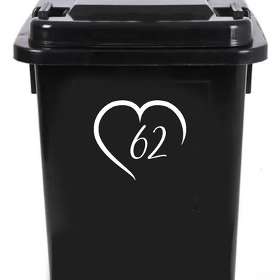 4er Pack Liebe Herz Rollmülleimer Nummer Aufkleber Wasserdicht Aufkleber Einfach anzubringen