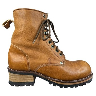 Maraschino Women s Brown Lace Up Leather Logger Boots Size US 6