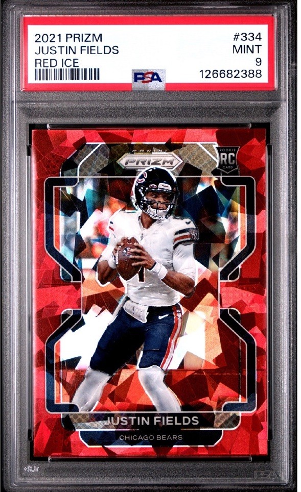 2021 Panini Prizm Justin Fields Red Ice # 334 PSA 9 NFL Football Rookie RC B4