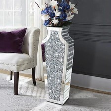 68CM Crushed Diamond Decorative Mirrored Floor Vase Crystal Glass Flower Vase US