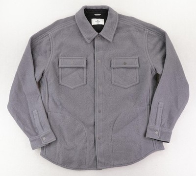 Reigning Champ Jacket Mens Large Gray Merino Wool Fleece Shirt Jacket RC-8011