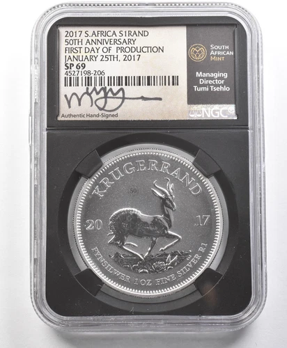 2017 South Africa 1 Krugerrand Silver FDOP Tsehlo SP69 NGC *4291