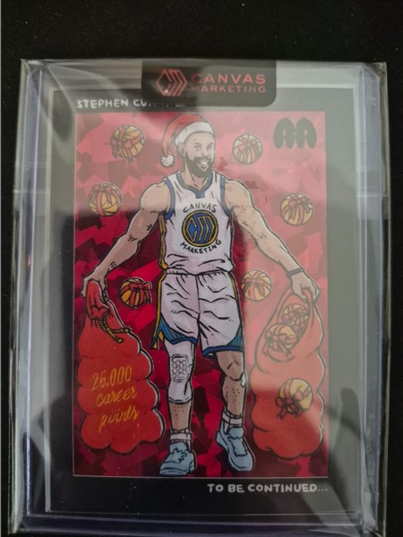 Tarjeta de día de Navidad 2025 Canvas Marketing Stephen Curry 26.000 puntos de carrera