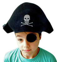 Piraten Hut Mit Augenklappe Kinder Fasching SeeräUber KostüM, Schwarz