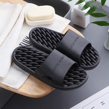 Solid Color Slippers Bathroom Shower PVC Anti-slip Leaky Flip-flops Men 