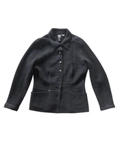 Worth Collection 100% Wool Black Button Front Jacket Womens Small Vintage Preppy