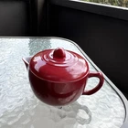 Hazel Atlas Moderntone Little Hostess Childs Miniature Burgundy Red Tea Pot