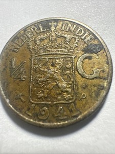 1941 P NETHERLANDS EAST INDIES - 1/4 GULDEN .720 SILVER - Wilhelmina - Indonesia