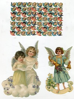 Oblaten scrap die cut chromo Engel 14,5 cm Bogen von L&B 32686