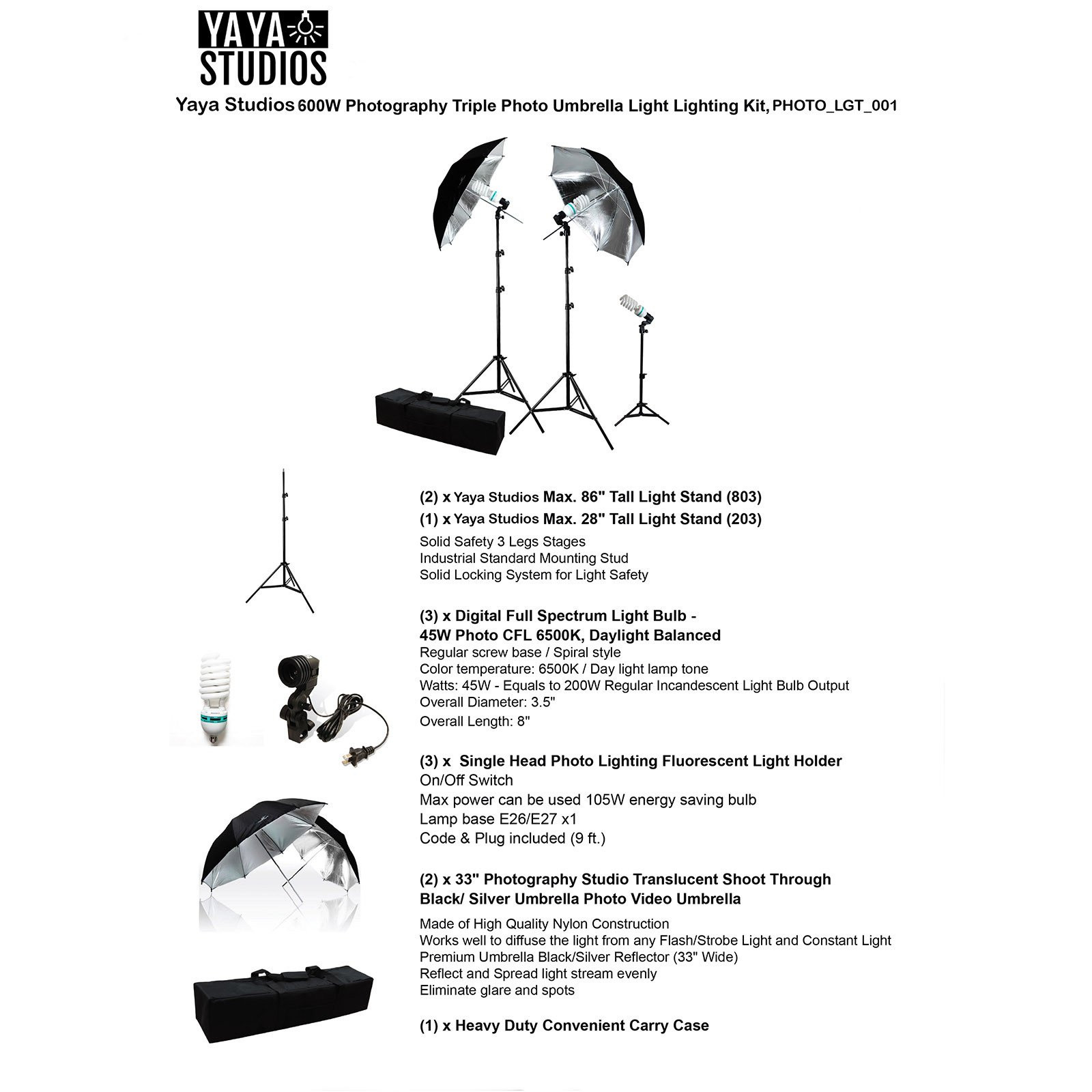 Daylight Umbrella Professional Photo Video Studio Lighting Kit Party Decorations