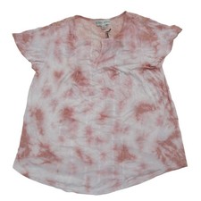 Knox Rose Tie Dye Blouse Womens Small Floral Lace Short Sleeve Top Pink NWT