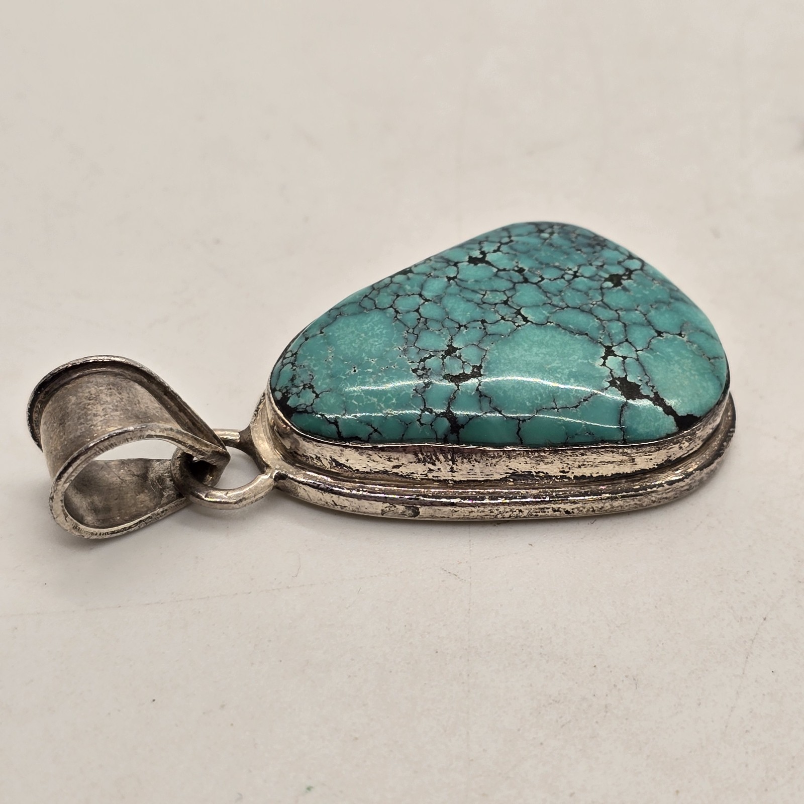 Sterling Silver Large Turquoise Southwestern Tria… - image 5