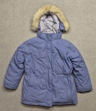 L.L. Bean Girls M 10-12 DownTek 650 Goose Down Jacket Puffer Hooded Coat Blue