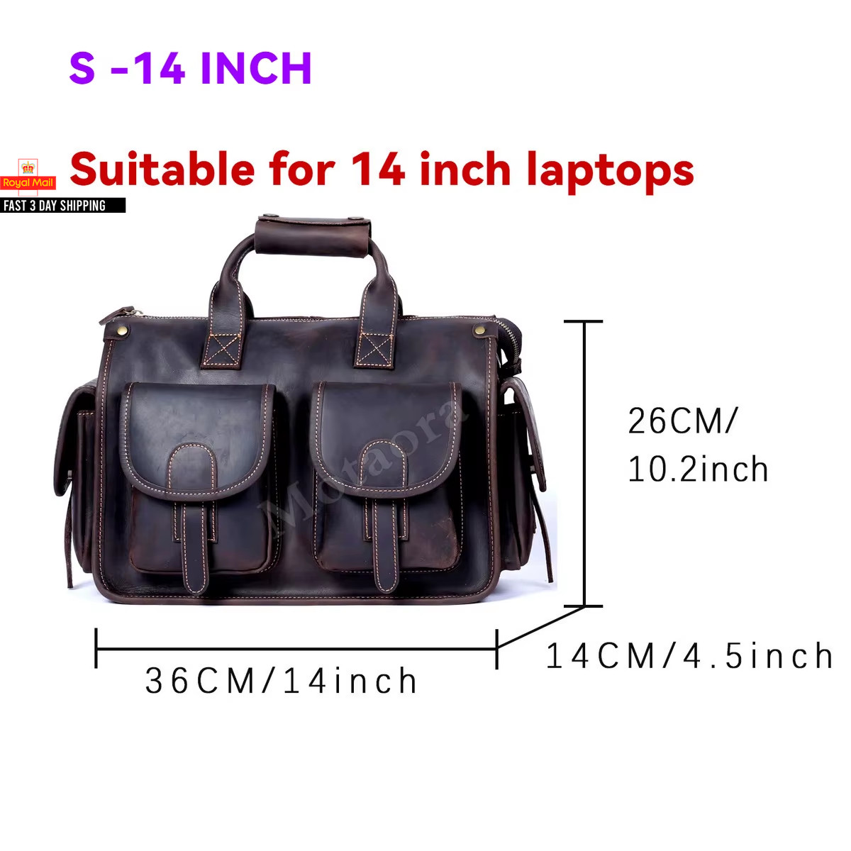 2025 Vintage Men'S Leather Messenger Bag 14/15.6 Inch Laptop Briefcase YKK Zippe