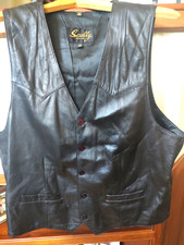 SCULLY MENS BLACK LEATHER VEST, SIZE 44, LARGE