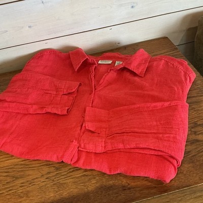 Classic Elements Woman 20-22 Linen Blend Salmon Shirt Classic 