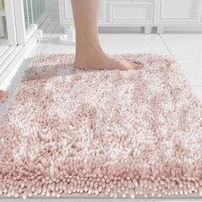 Chenille Bathroom Rugs Non Slip, Extra Thick Soft Absorbent Bath Rug, Machine Wa