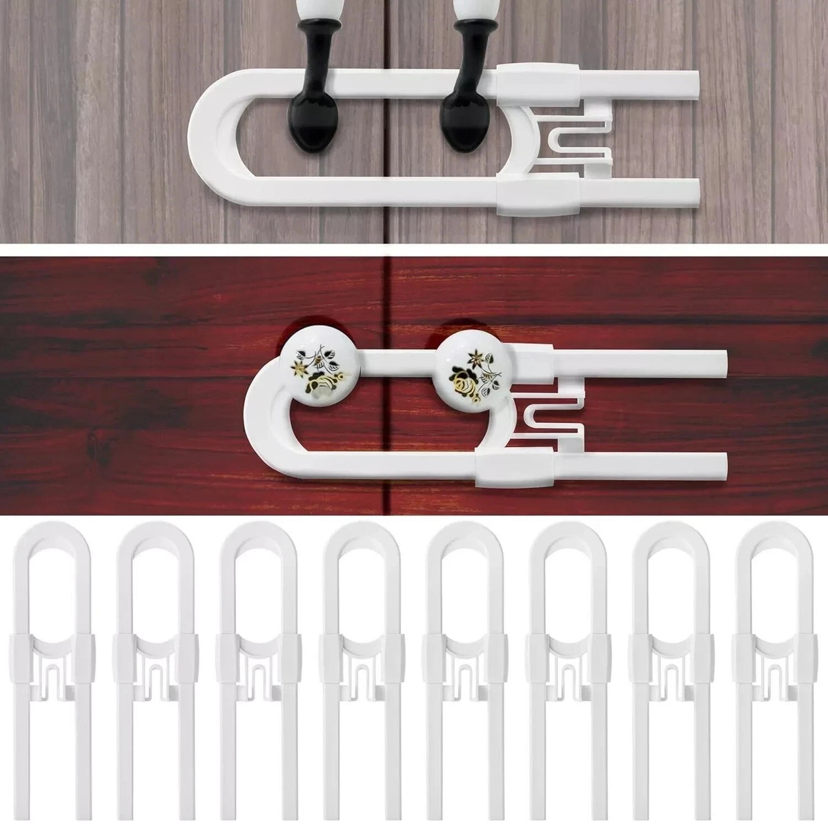 Cabinet Locks for Babies, 8pcs, Adjustable, U-Shaped Child Proof