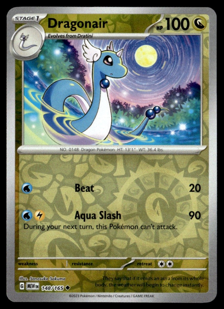 Dragonair - Uncommon Reverse Holo SV: Scarlet & Violet 151 148/165 NM Pokémon TC