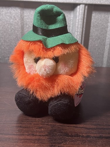 Vtg Puffkins Mr. Lucky Plush Leprechaun Swibco Green/Orange 7" Soft Toy Ireland