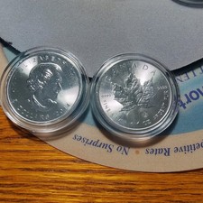 2014 1 oz Canadian Silver Maple Leaf .9999 Fine 5 Coin, in airtight case as pic