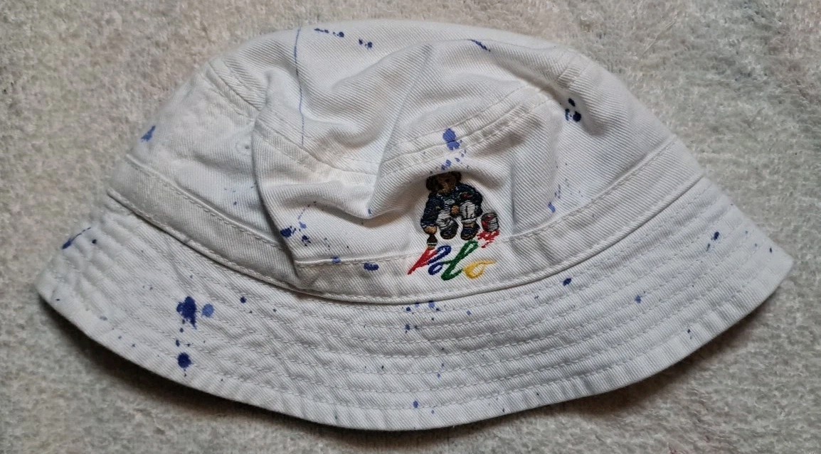 Cappello Polo Ralph Lauren bambino ragazzo polo orso pony 3M 9M vernice schizzata