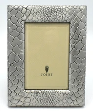 L'Objet Platinum Python 4"x6" Picture Frame F4500S