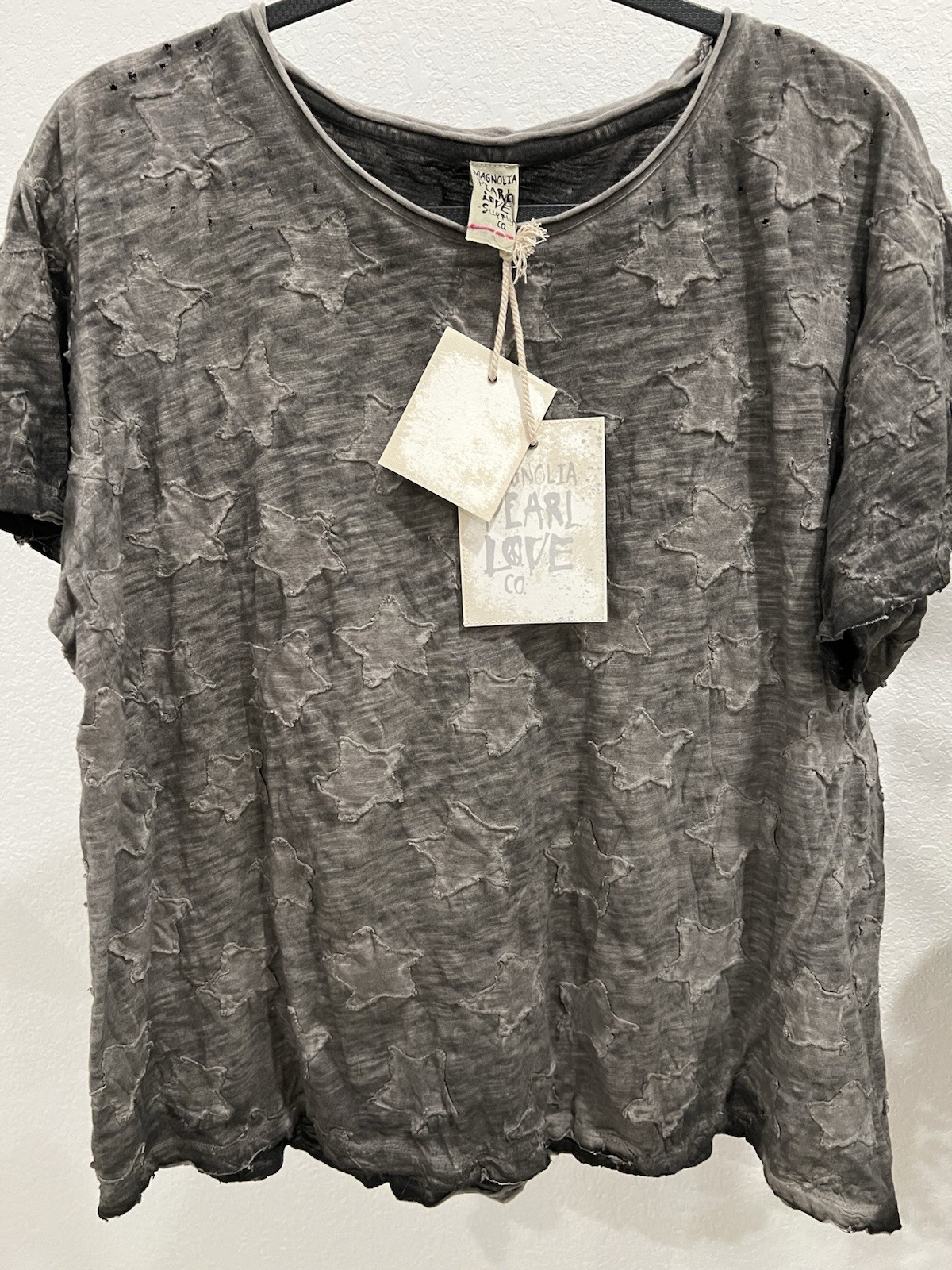 magnolia Pearl grey Little Star Appliqué Tee OS (item B10)