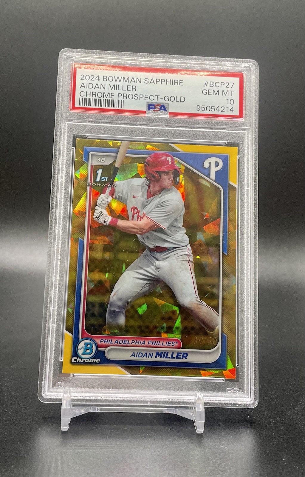 2024 Bowman 1st Sapphire GOLD Refractor AIDAN MILLER RC /50 PSA 10 GEM MINT