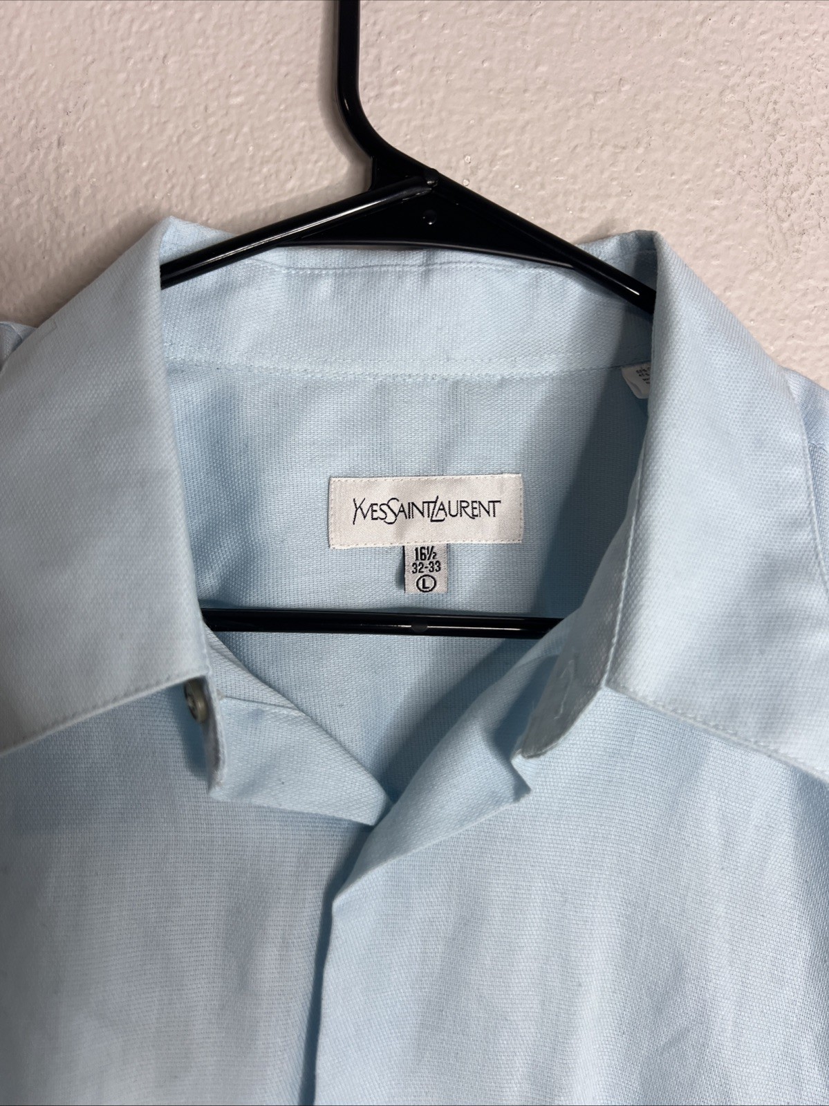 Camicia uomo YSL Yves Saint Laurent 16 5 32 33 abito con bottoni manica lunga blu