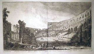 Etching Colosseum in Rome Adrien Manglard 1753 R D 28