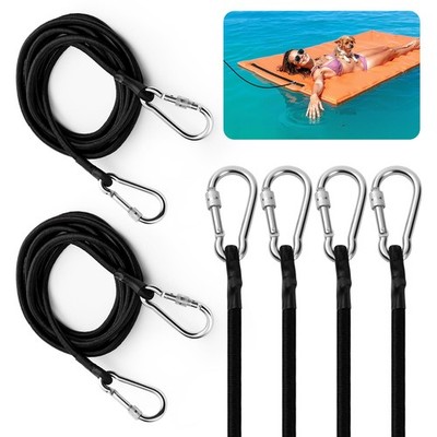 2 Pcs 118 Inch Lily Pad Bungee Cord with Floating Locking Carabiners, Heavy D...