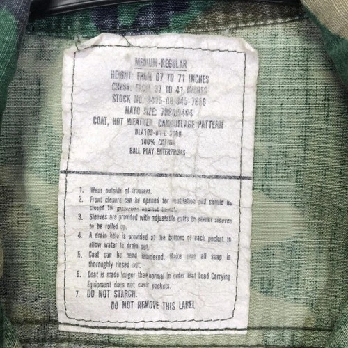 Vintage Ball Play Enterprises Coat Mens M Woodland Camo Hot Weather USA 80s image 5
