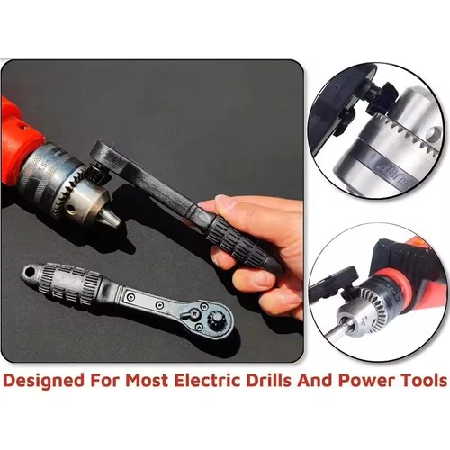 2-in-1 Ratchet Spanner Drill Chuck Key Wrench Universal Chuck Key Replacement - Picture 8 of 11