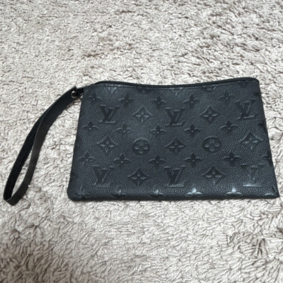 Louis Vuitton Monogram Geldbörse Leder, Reißverschluss, Schwarz, Schlaufe