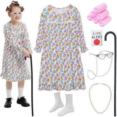 Z-Shop Old Lady Costume for Girls 100 Days of School Costume Grandma Granny N...
