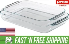 Pyrex Basics 3Qt OR 2Qt Glass Oblong Baking Dish Clear Bakeware Kitchenware